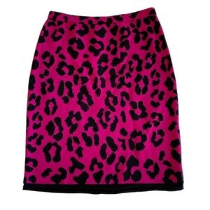 St. John Pink Black Rare Knits Leopard Print Separates  Pencil Skirt Size 8
